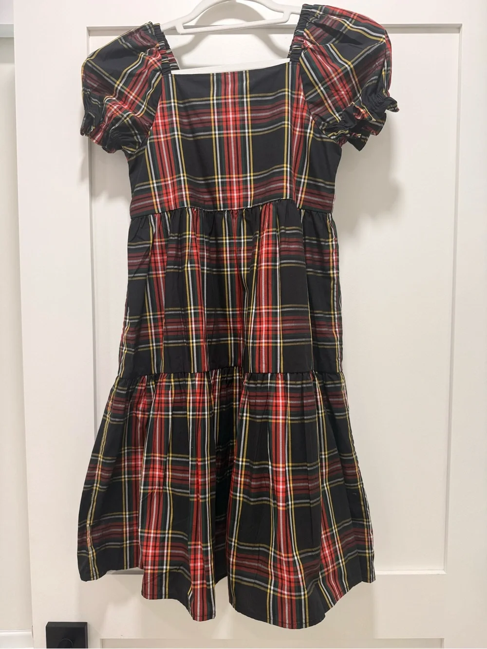 NWT Crewcuts Black and Red Plaid Tiered Dress